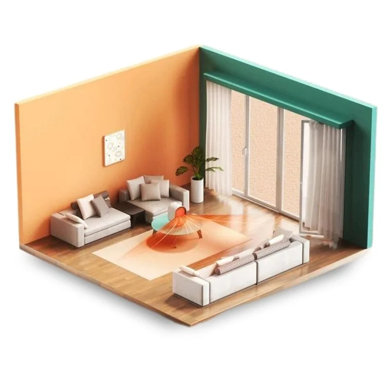 Compact ceramic space heater shown next to everyday objects for size reference