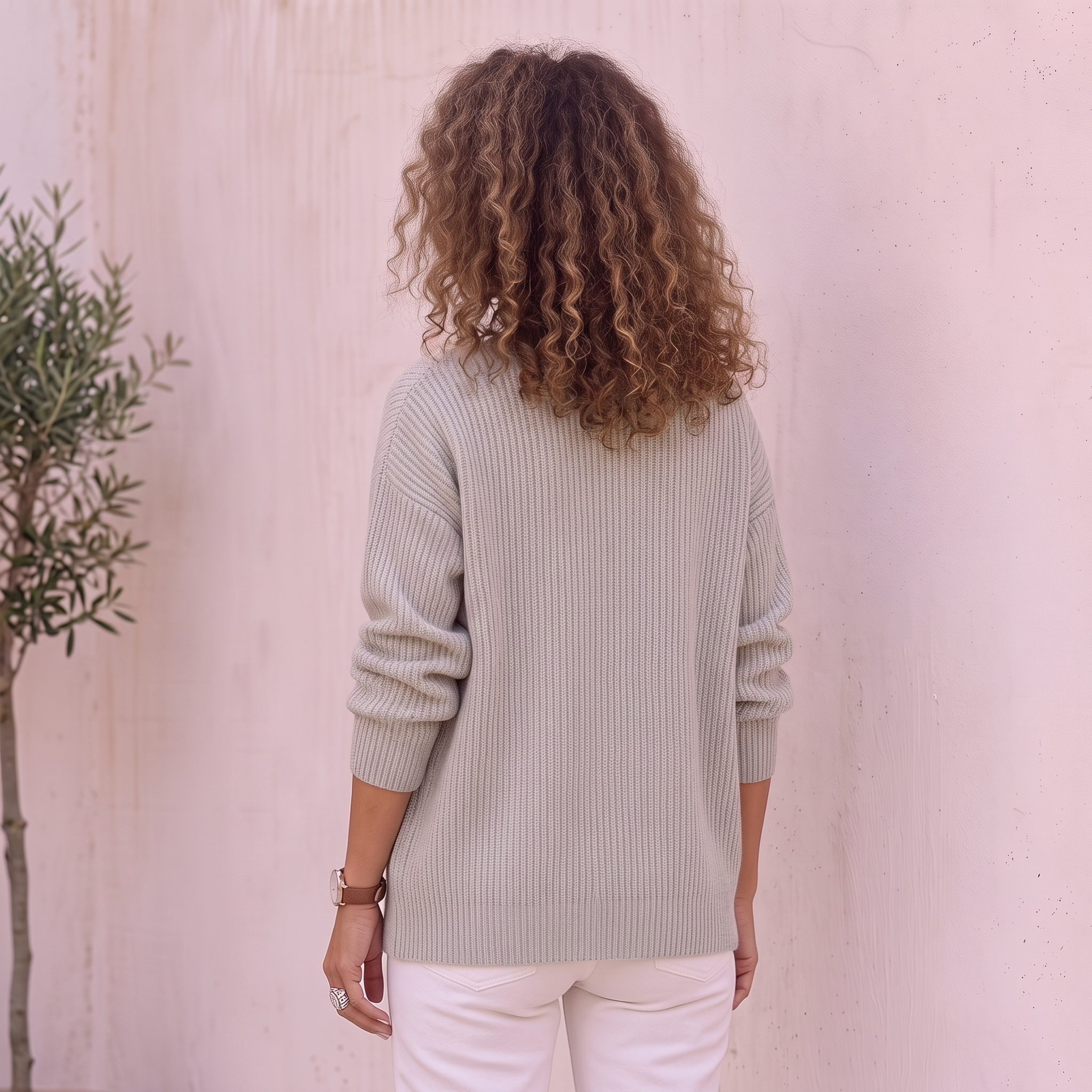Rib Knit Cardigan V Neck Women