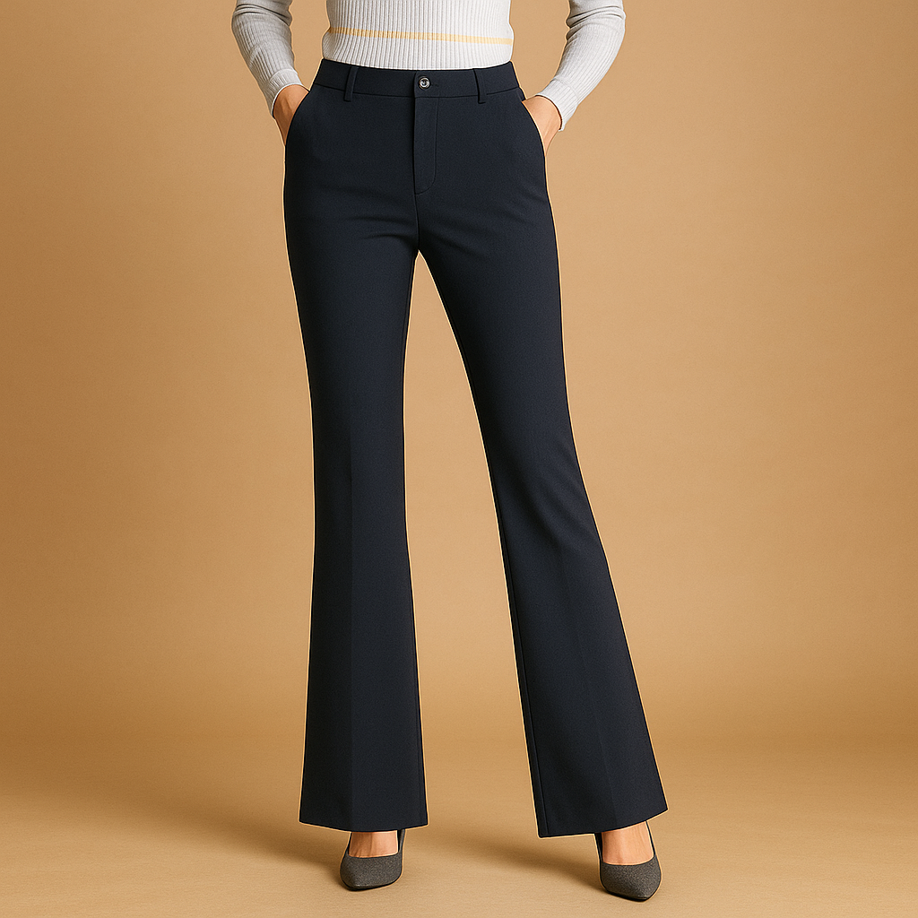 Women's wool-blend high-waist flared trousers with tailored silhouette for fall and winter