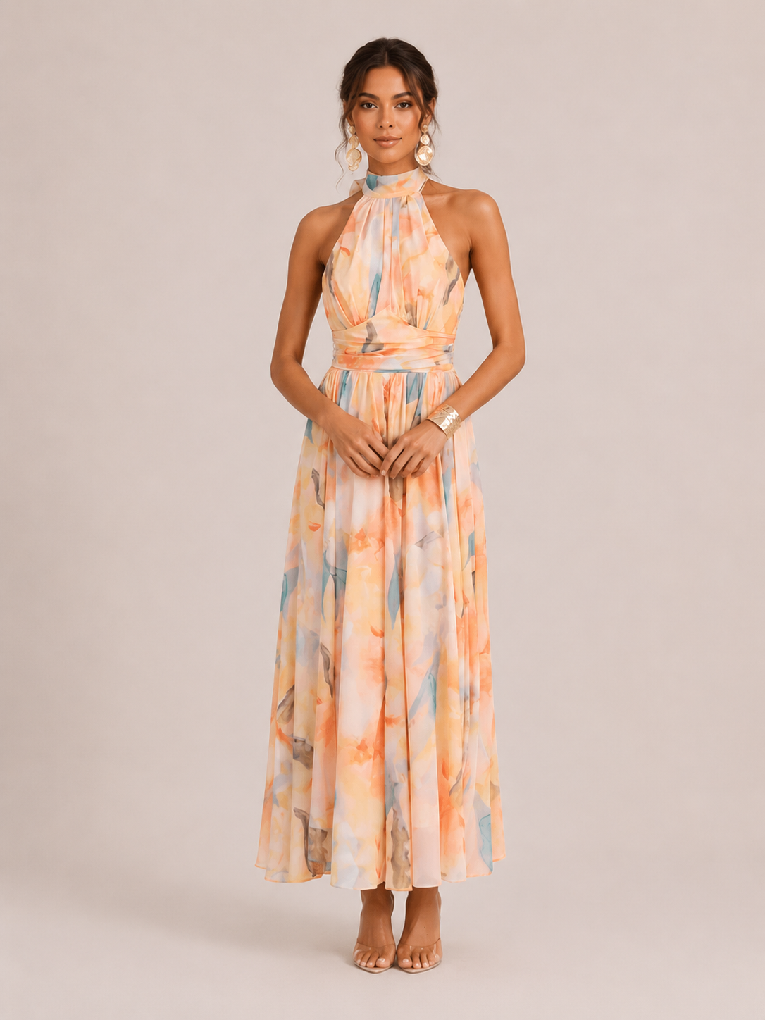 Halterneck dress with pattern for women