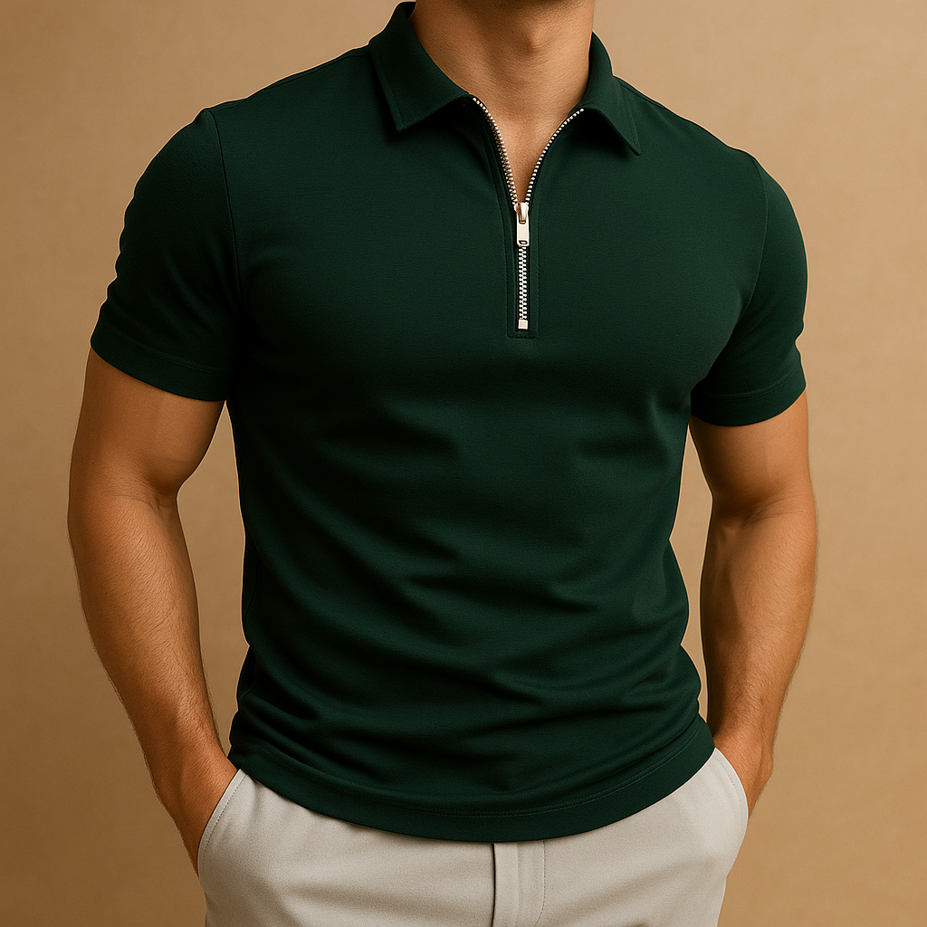 Men's short-sleeved zip-up polo shirt Polotröjor