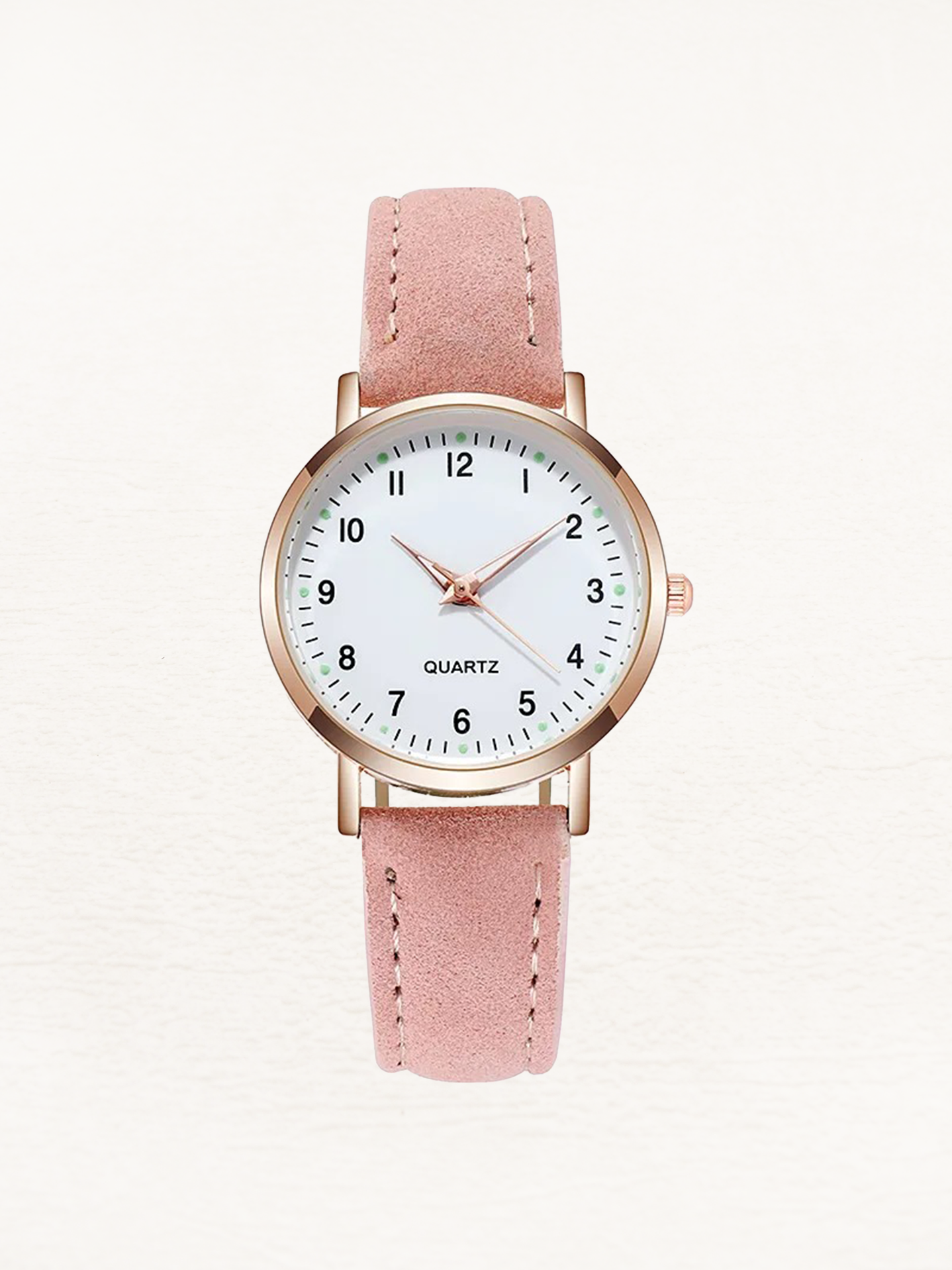 Analog quartzklocka med läderarmband för dam Klockor