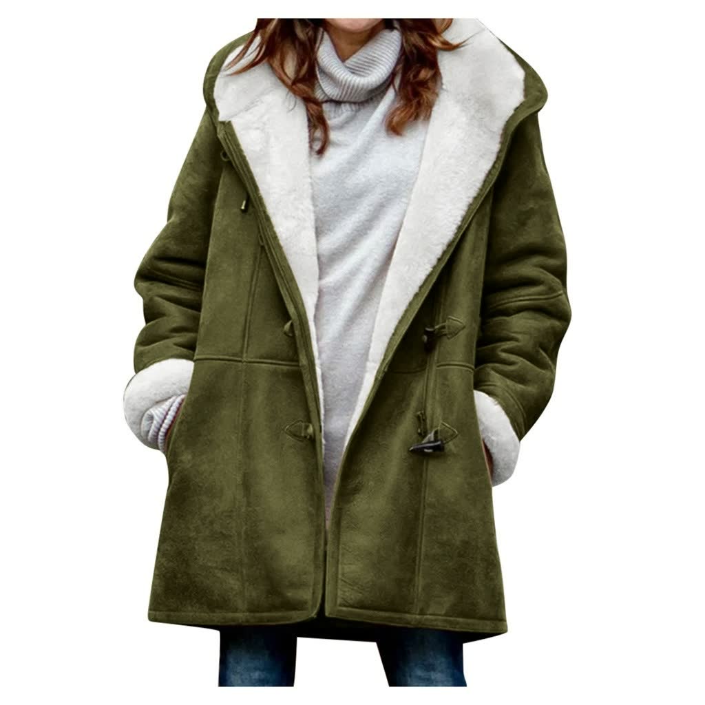 Women's regular-fit mid-length jacket with soft lining and front patch pockets