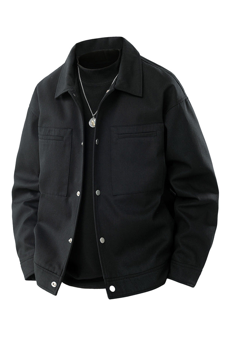 Men's utility jacket with snap buttons and classic collar