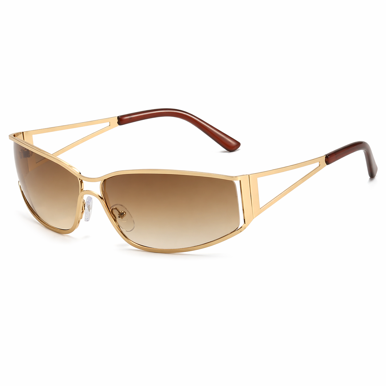 Futuristic shield sunglasses with openwork metal frame