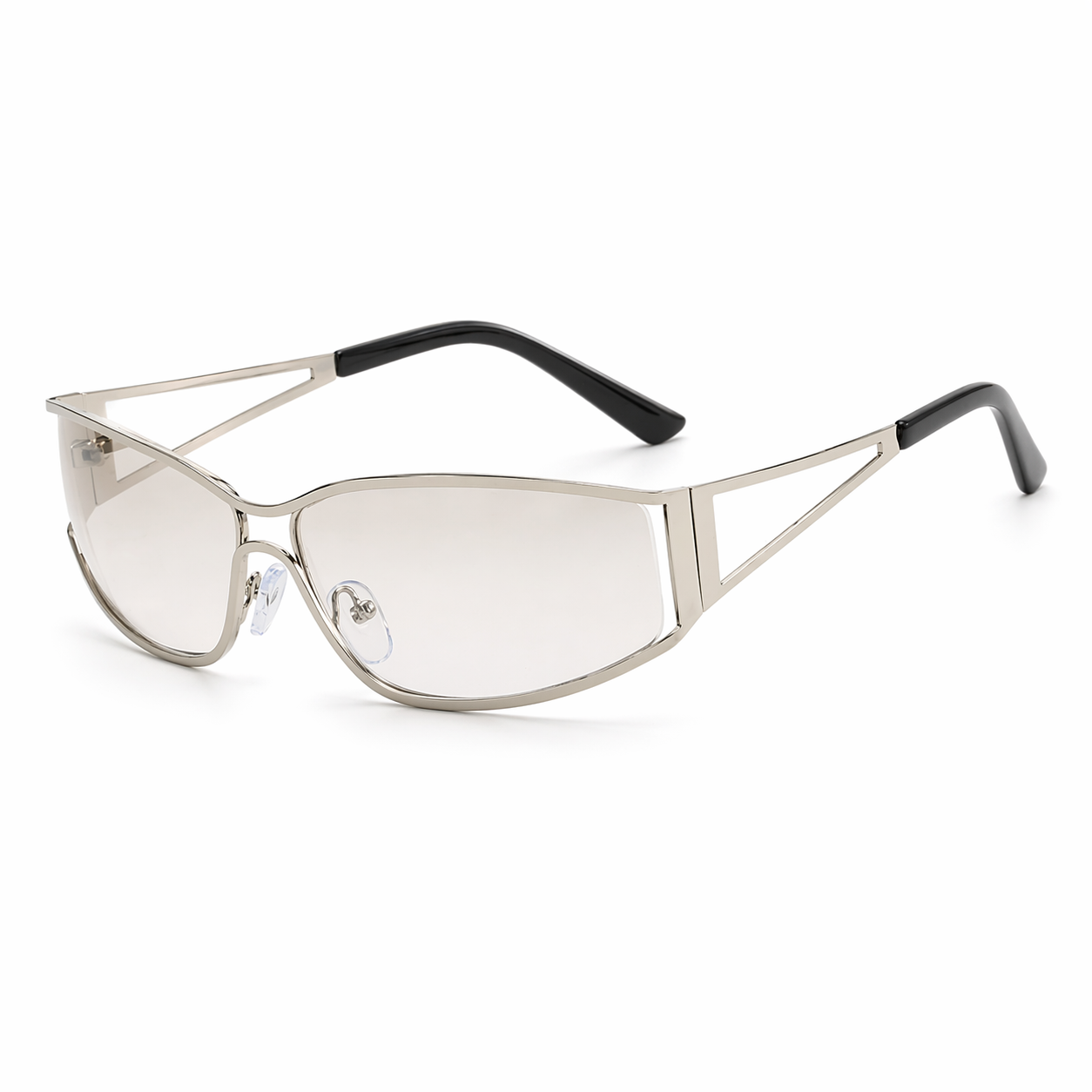 Modern metal frame sunglasses with curved lenses