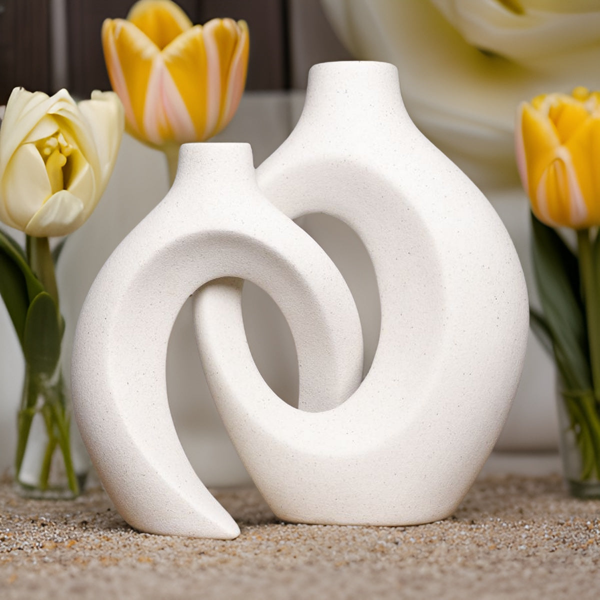 Close-up of matte ceramic surface on sculptural decorative vase