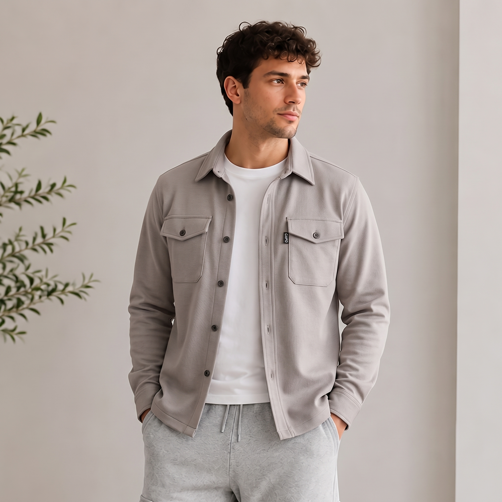 Men's overshirt with classic collar, button-front closure, and chest pockets — available in multiple sizes S to 3XL