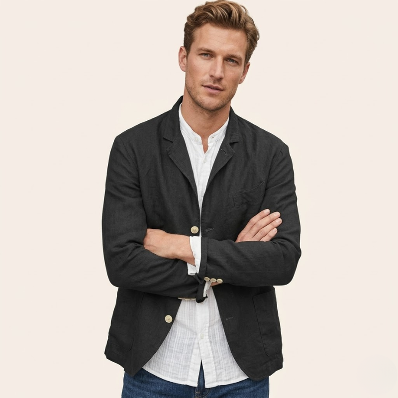 Men's unstructured blazer with lapel collar and long sleeves in regular fit