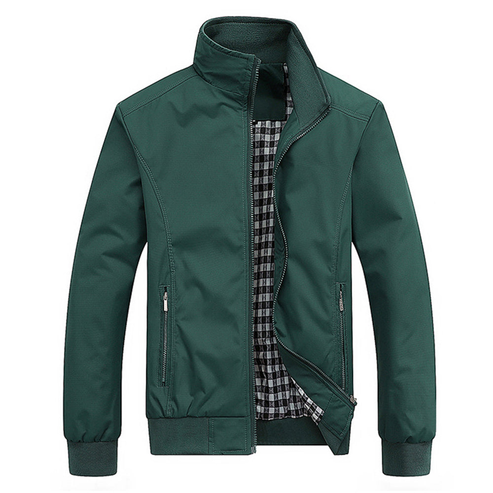Woven men's jacket with zip closure and side pockets in regular fit