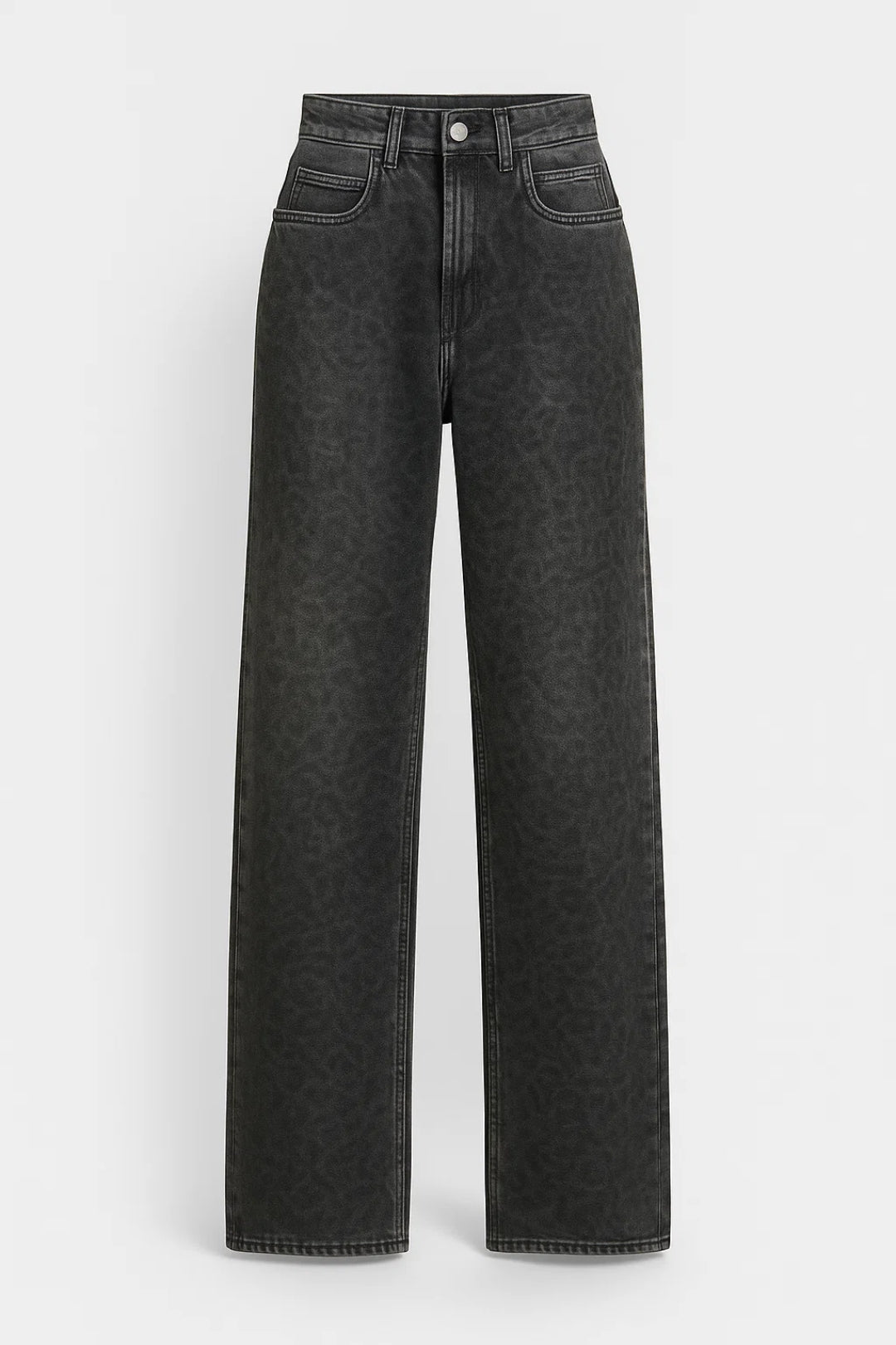 Women's straight-fit jeans in structured washed denim with a high waist and classic five-pocket construction