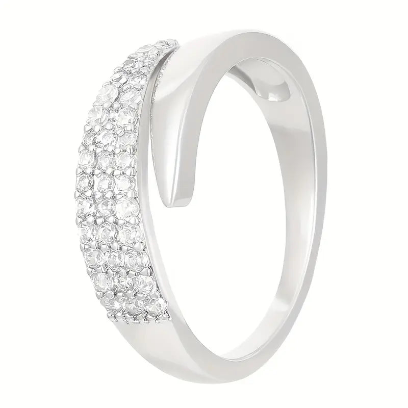 Two-piece adjustable metal ring set with polished finish, stacking style