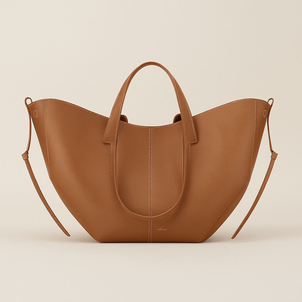Women's large soft faux leather tote bag with structured silhouette and sturdy top handles