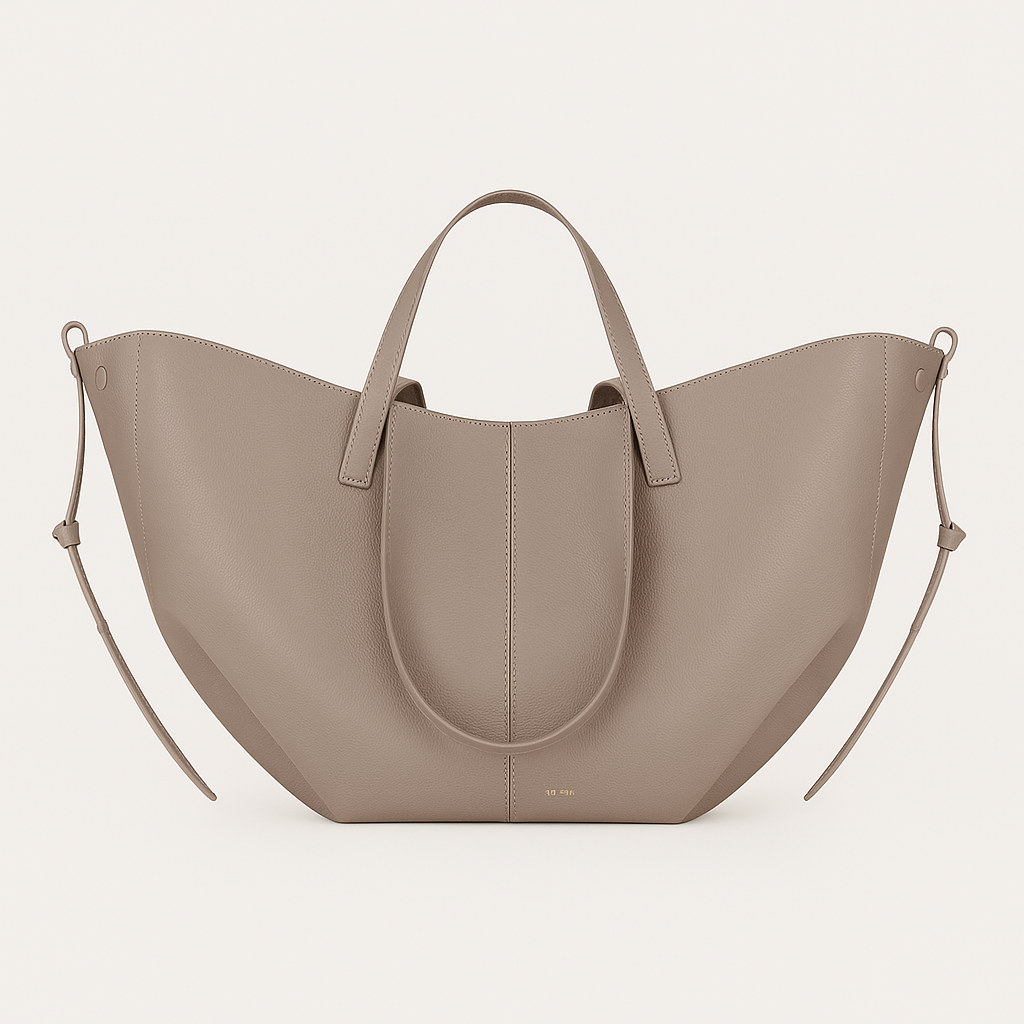 Large faux leather tote bag for women showing structured shape and open-top design