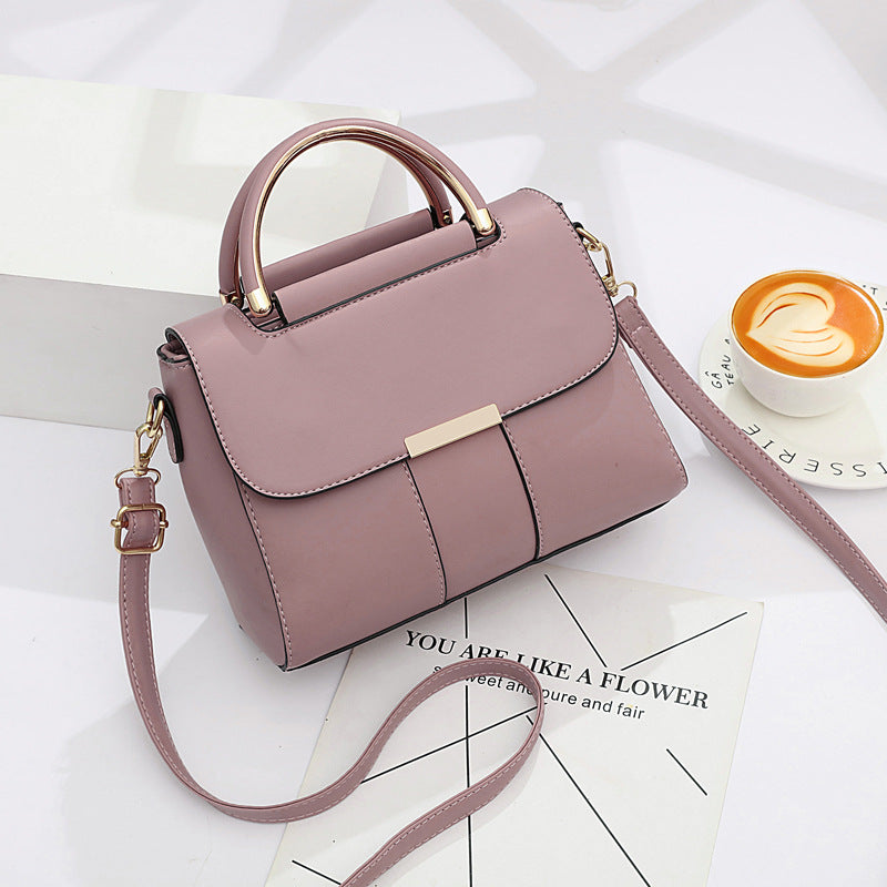 Pink women's structured shoulder handbag