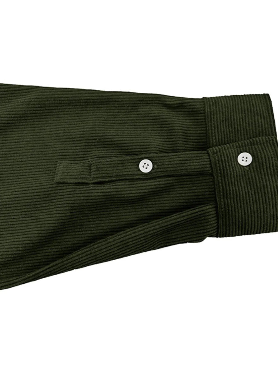 Men's relaxed overshirt with chest pockets and button closure, styled for smart casual wear