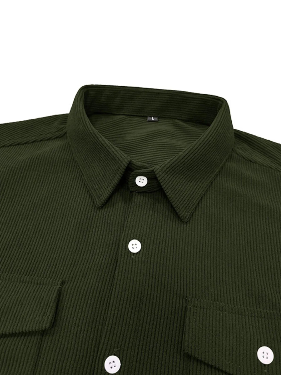 Men's relaxed overshirt in a lifestyle setting, paired with jeans for an everyday look