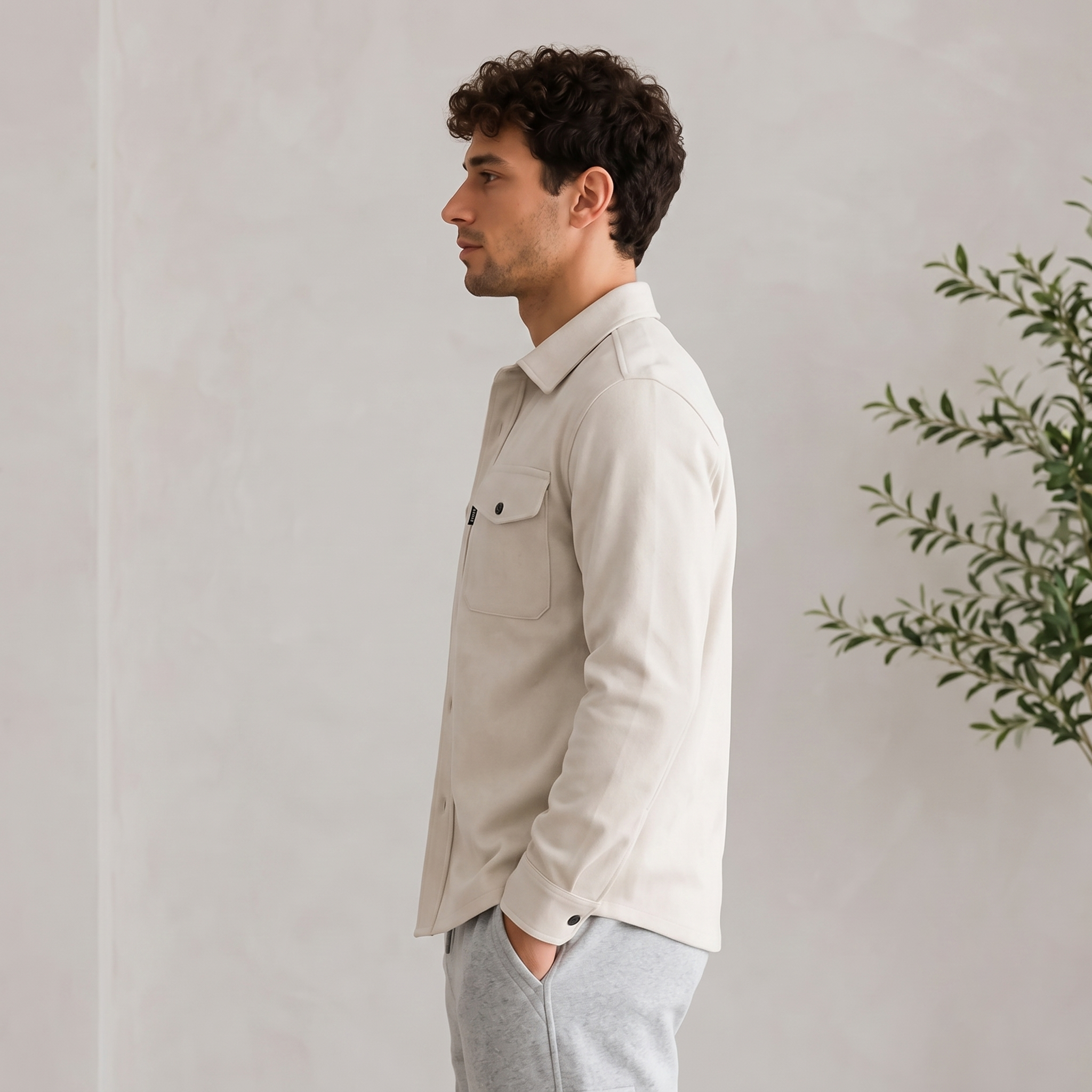 Utility Overshirt Button Front Chest Pockets Men