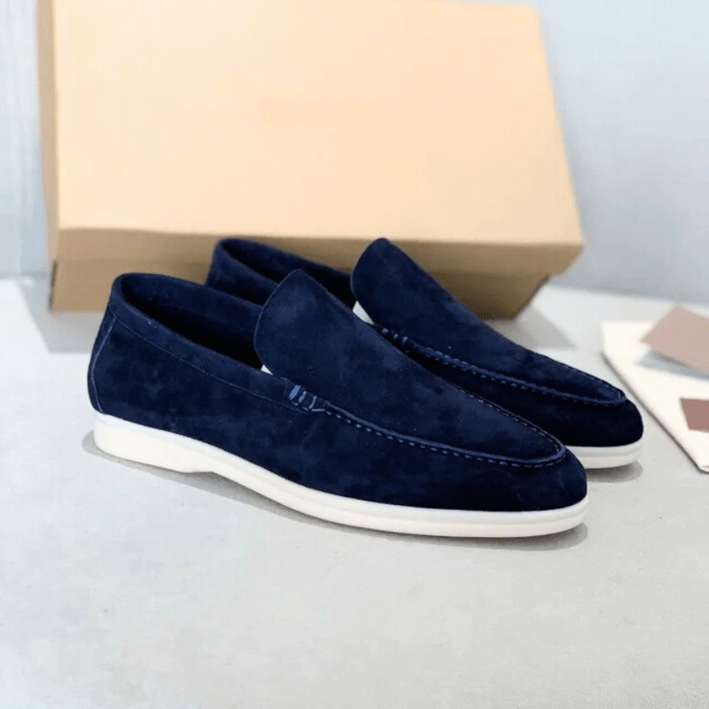Men's suede loafers styled in a lifestyle setting – casual everyday wear