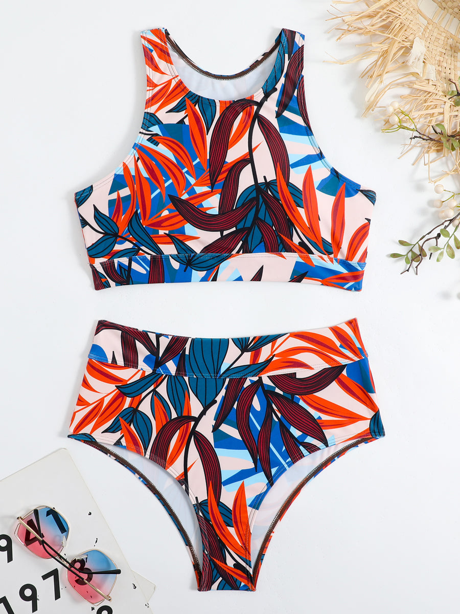 Bikini med hög hals och högmidjade trosor för dam Shapewear