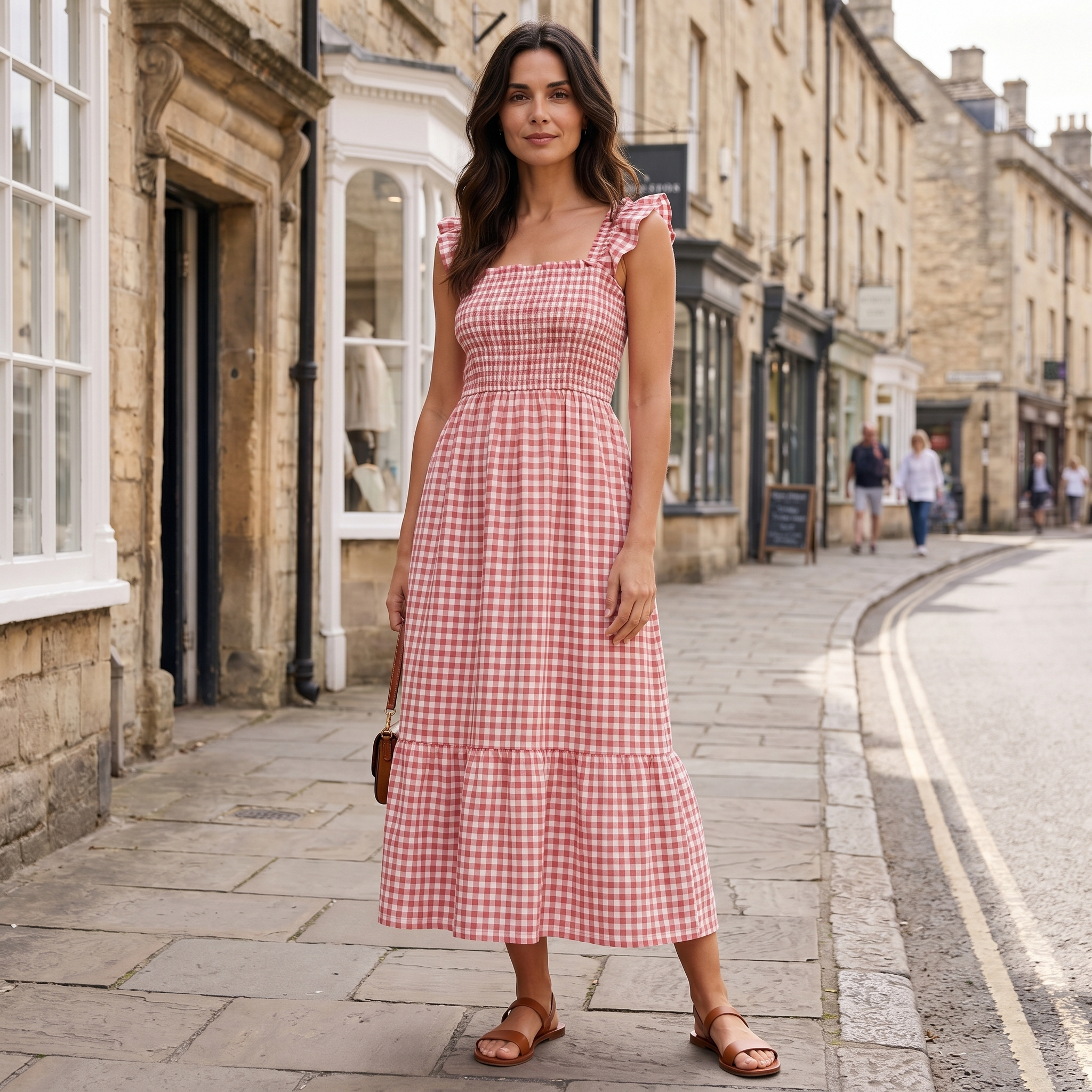 Plaid Flounce Dress Elastic Women