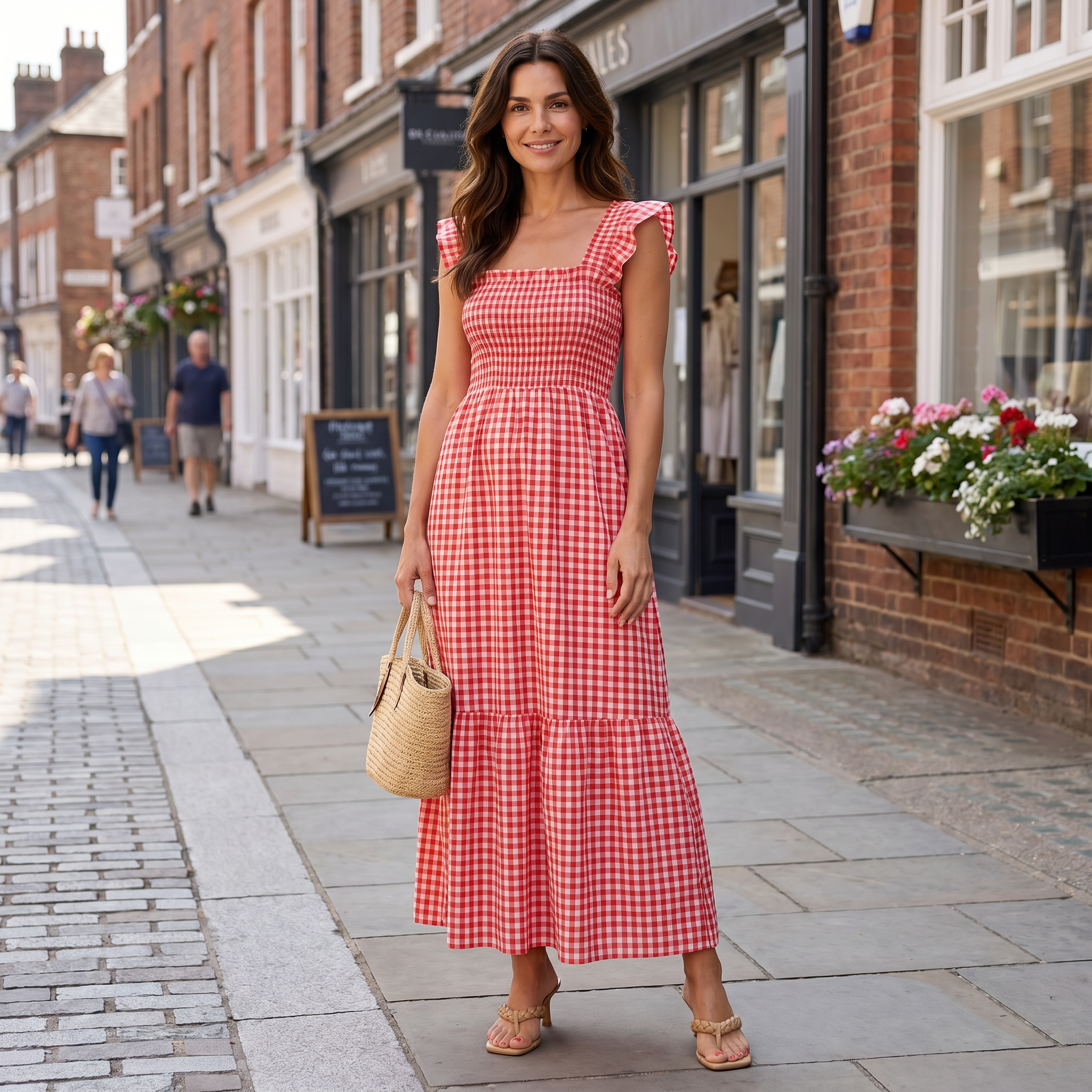 Plaid Flounce Dress Elastic Women