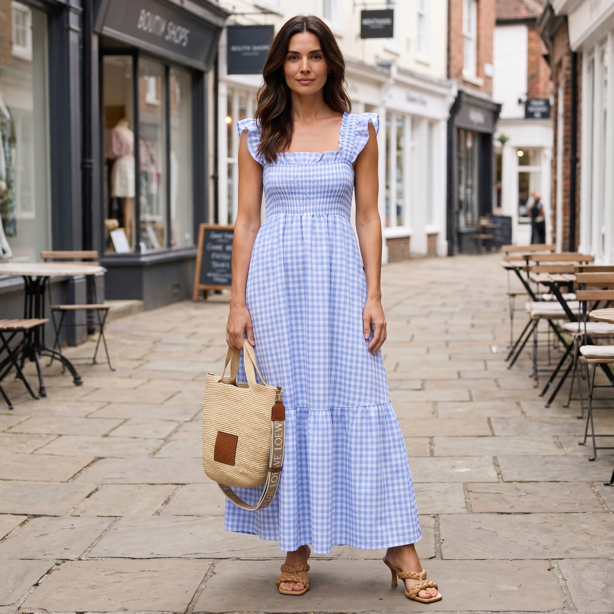 Plaid Flounce Dress Elastic Women