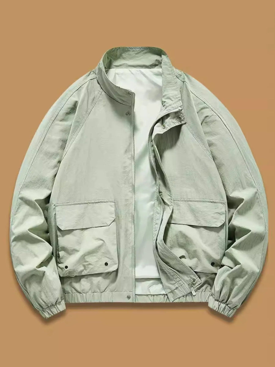 Men's everyday jacket with snap front closure and minimalist styling