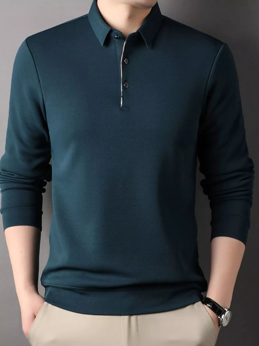 Men's stretch polo shirt with button placket and smart casual styling
