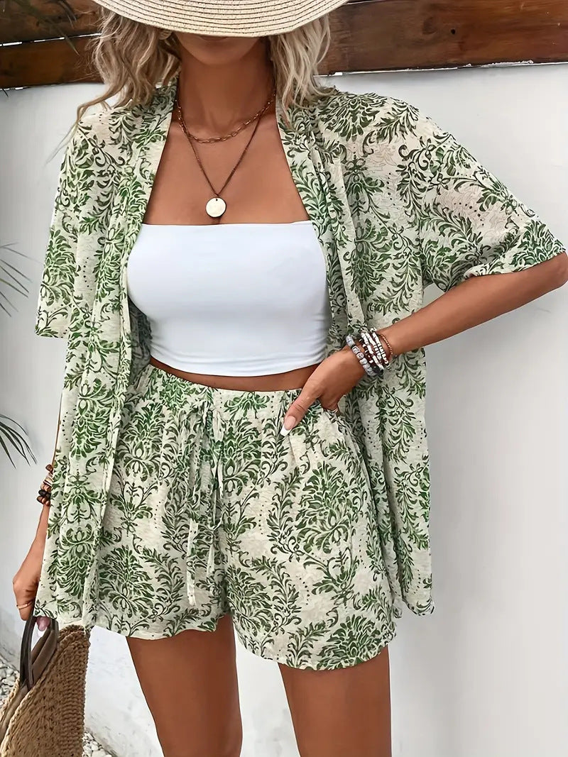 Printed Shirt Short Set Women