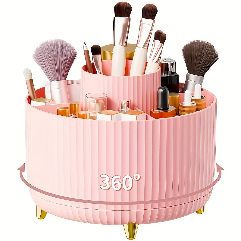 Ribbed exterior detail of ABS makeup organizer with open compartments