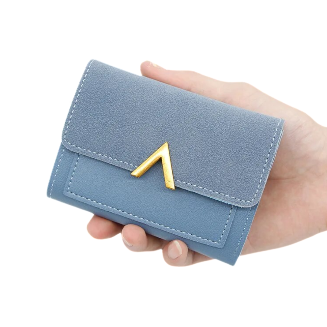 Compact faux leather wallet for women with foldable design and internal card slots