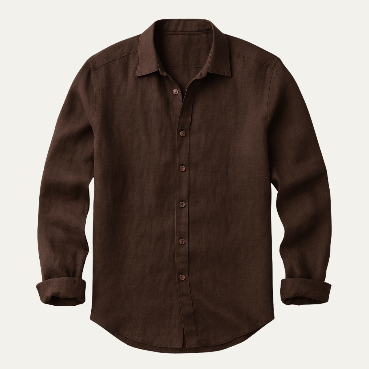 Men's relaxed linen shirt with classic collar and long button sleeves