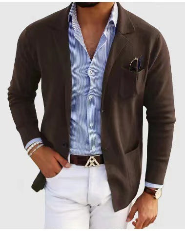 Knitted men's blazer styled for casual and smart-casual occasions – available in multiple colors