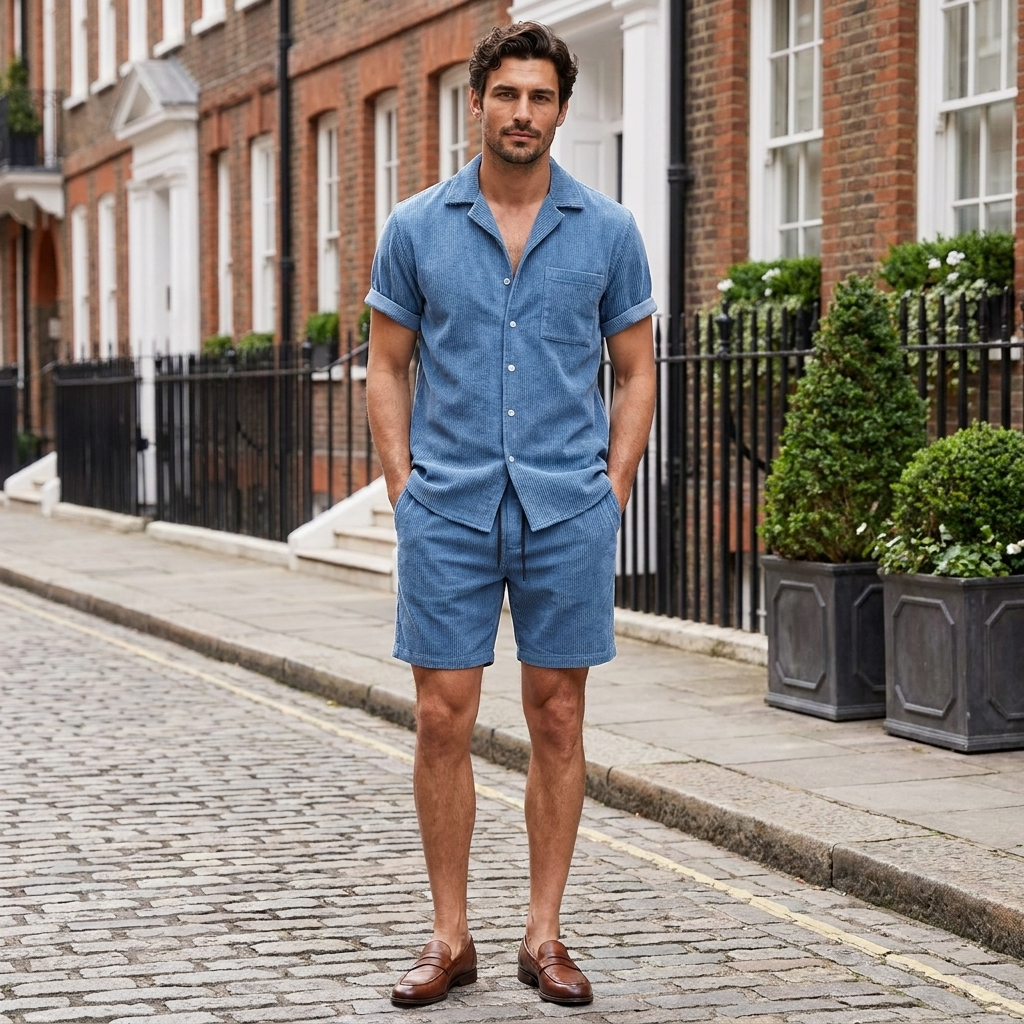 Summer Shirt Shorts Set for Men