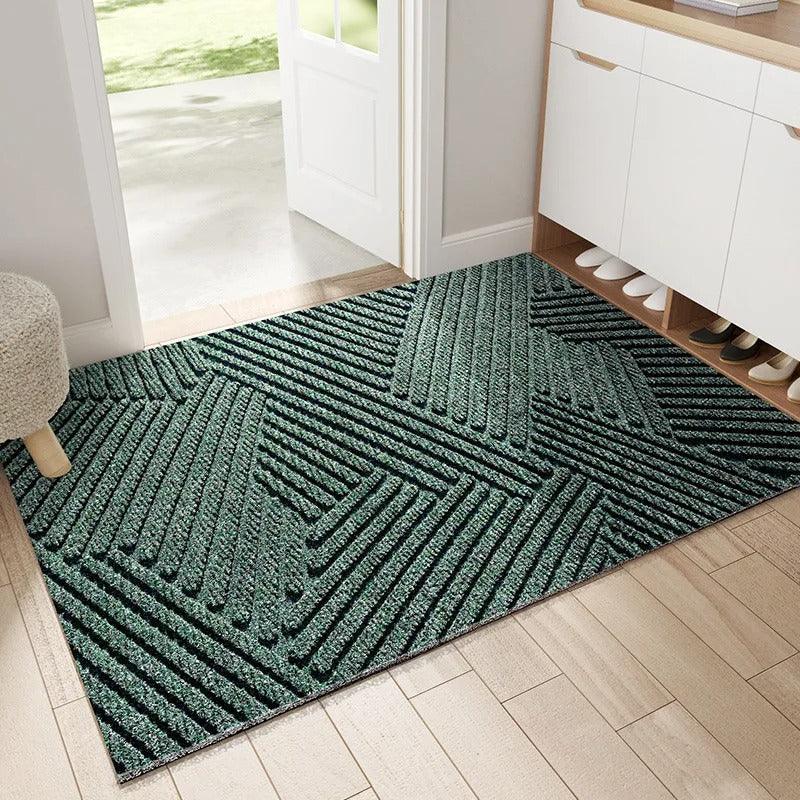 Close-up of textured geometric surface on non-slip polyester indoor rug