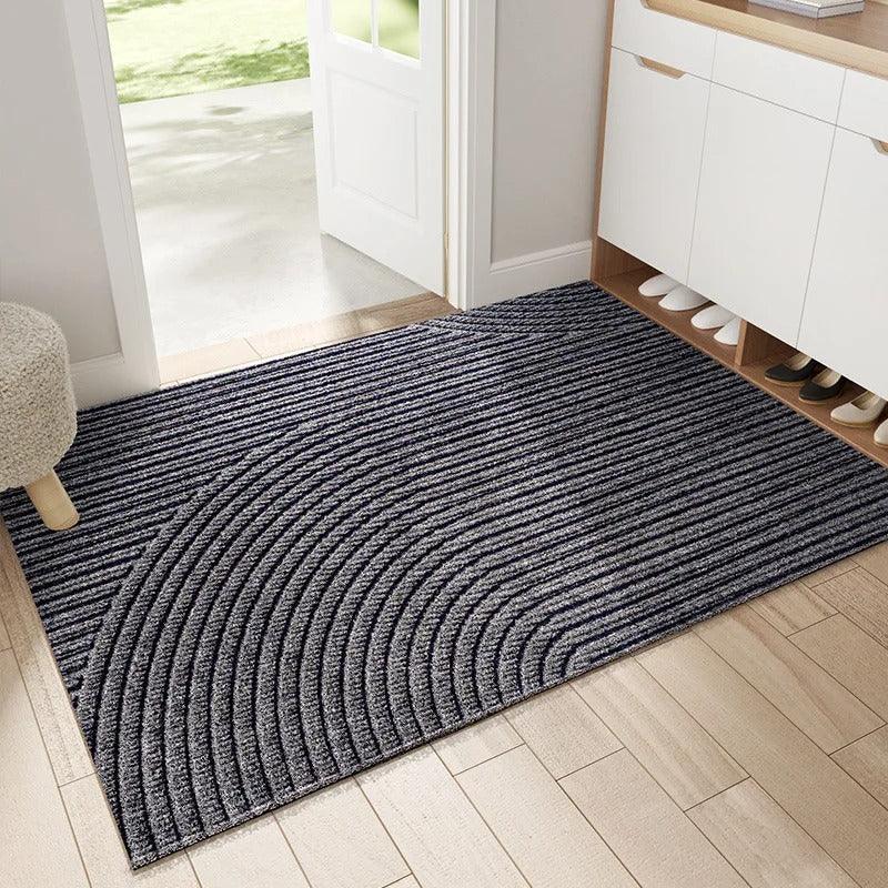 Non-slip backed polyester rug shown from above displaying full rectangular shape and pattern detail