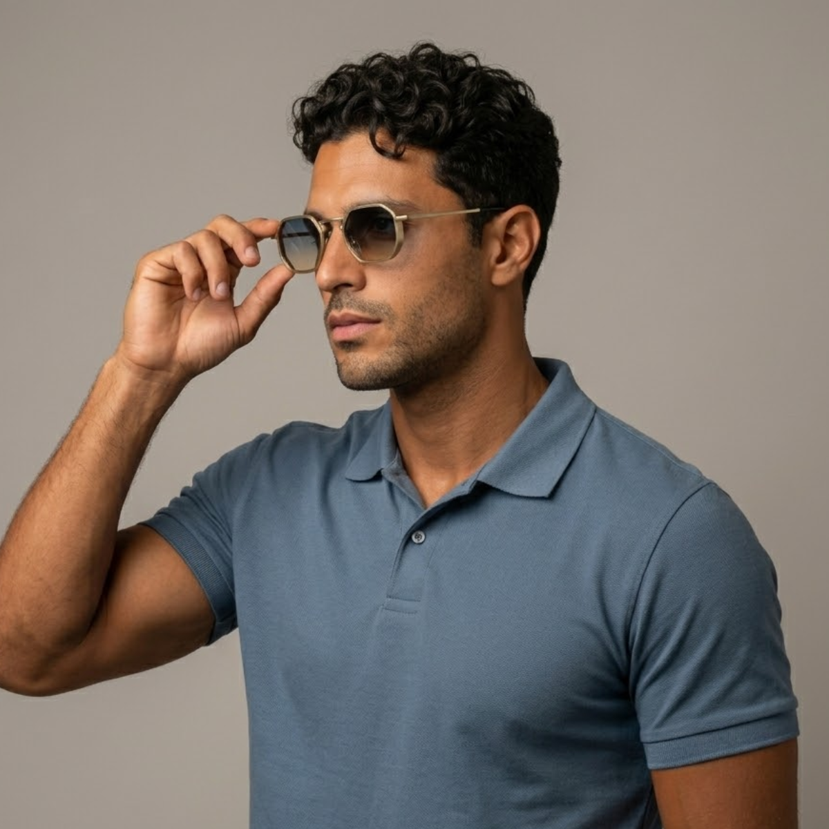 Geometric sunglasses with durable metal frame