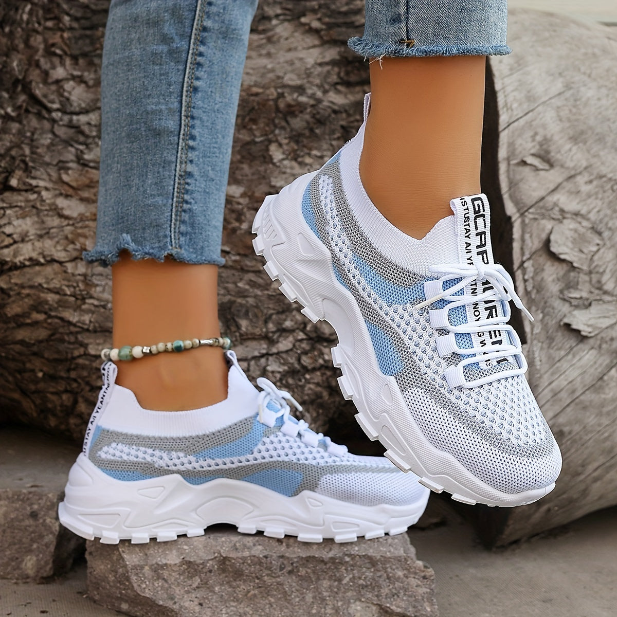 Women's breathable sneakers worn for everyday casual use, lifestyle view
