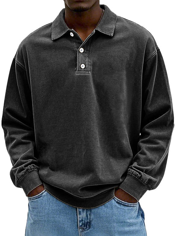 Men's polo sweatshirt with a soft cotton blend and relaxed everyday fit