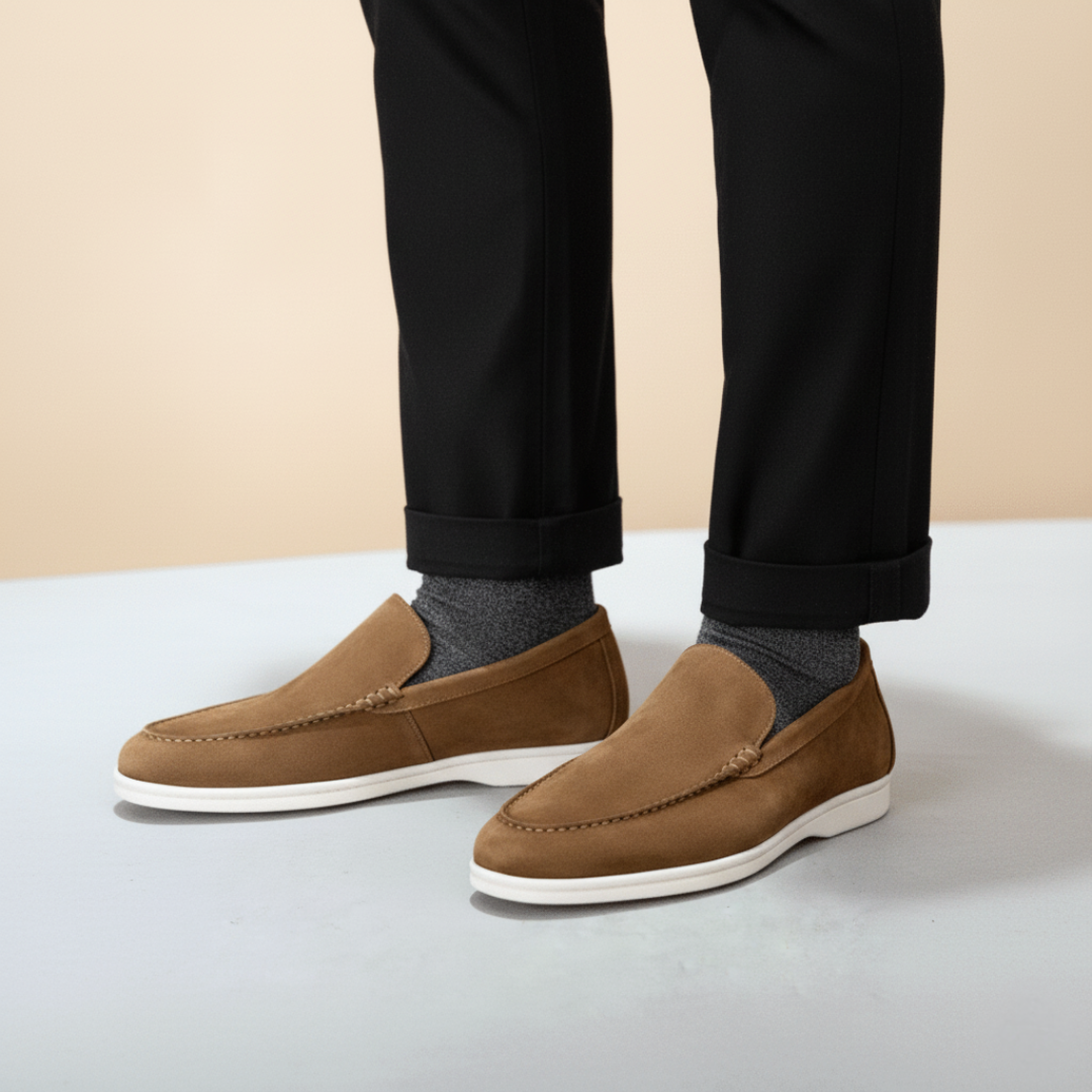 Men's suede loafers by Vailoira in multiple color options displayed on a clean background