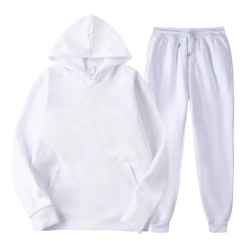 Men's cotton blend hoodie and joggers outfit set with elastic drawstring waistband