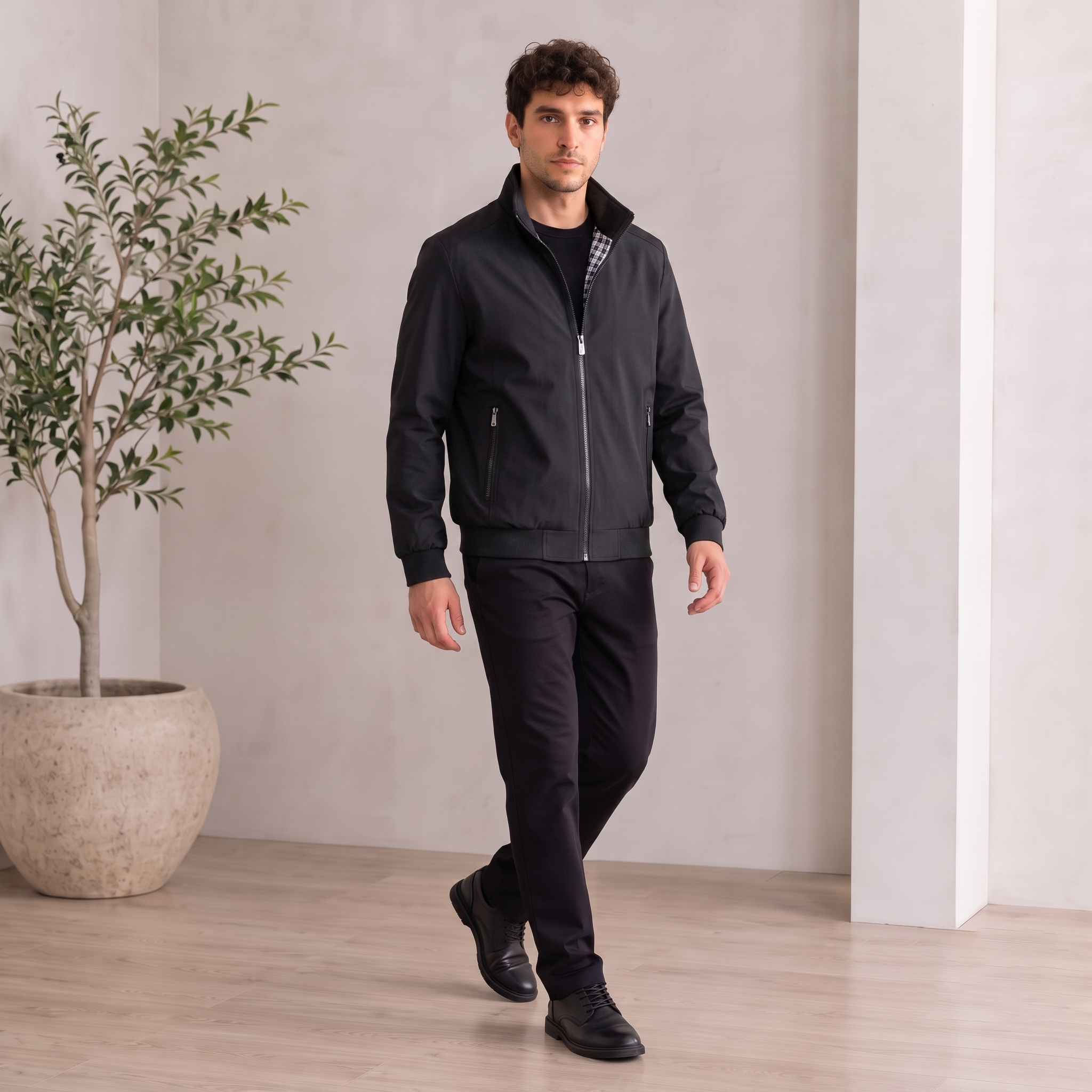 Woven Jacket Zip Front Men