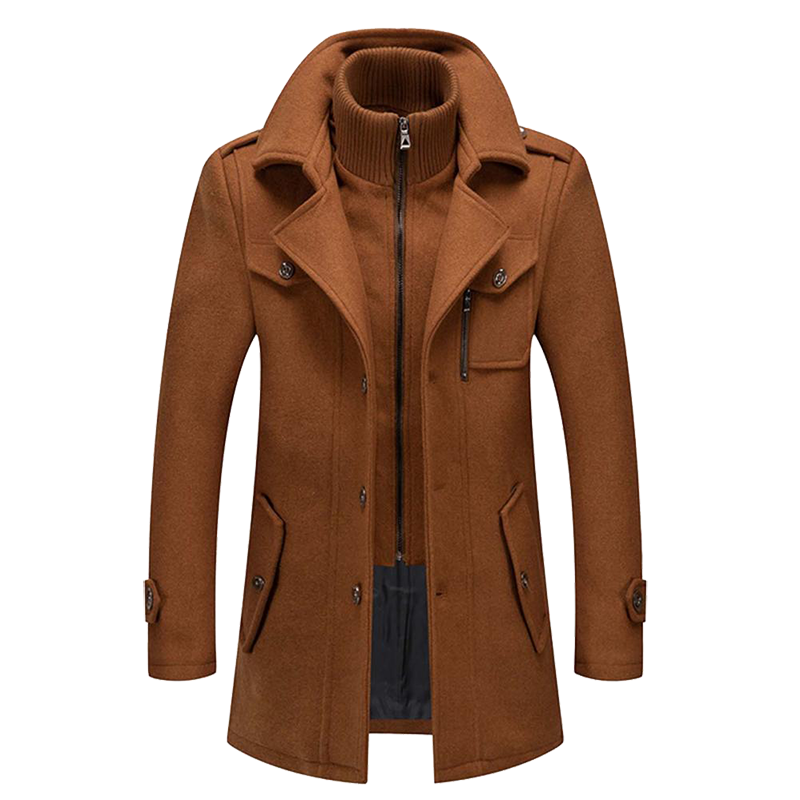 Waist-length wool blend coat for men with tailored fit and classic outer collar