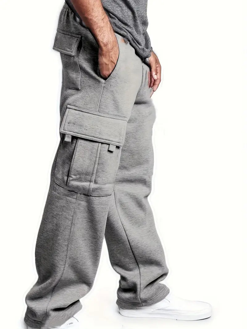 Men's cargo sweatpants with adjustable drawstring waist and soft knit fabric