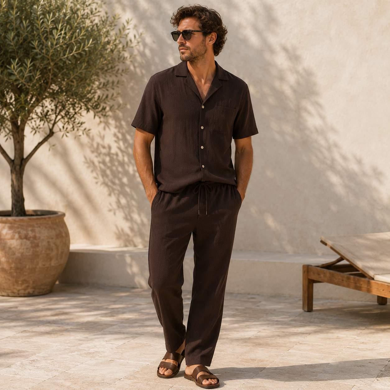 Men's matching set with straight leg pants