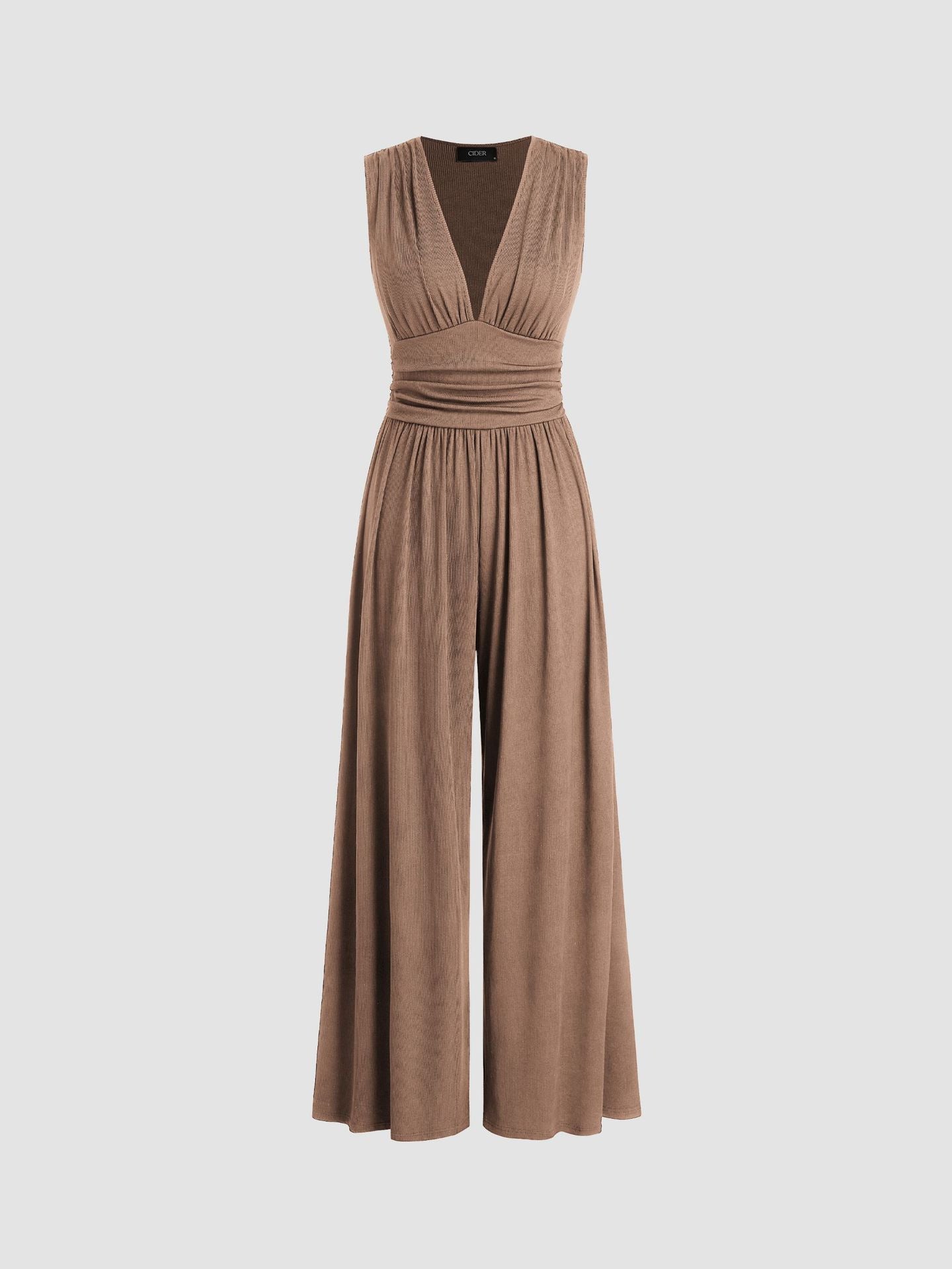 Women's Elegant Jumpsuit with Wide-Leg Trousers and Gathered Waist Detail