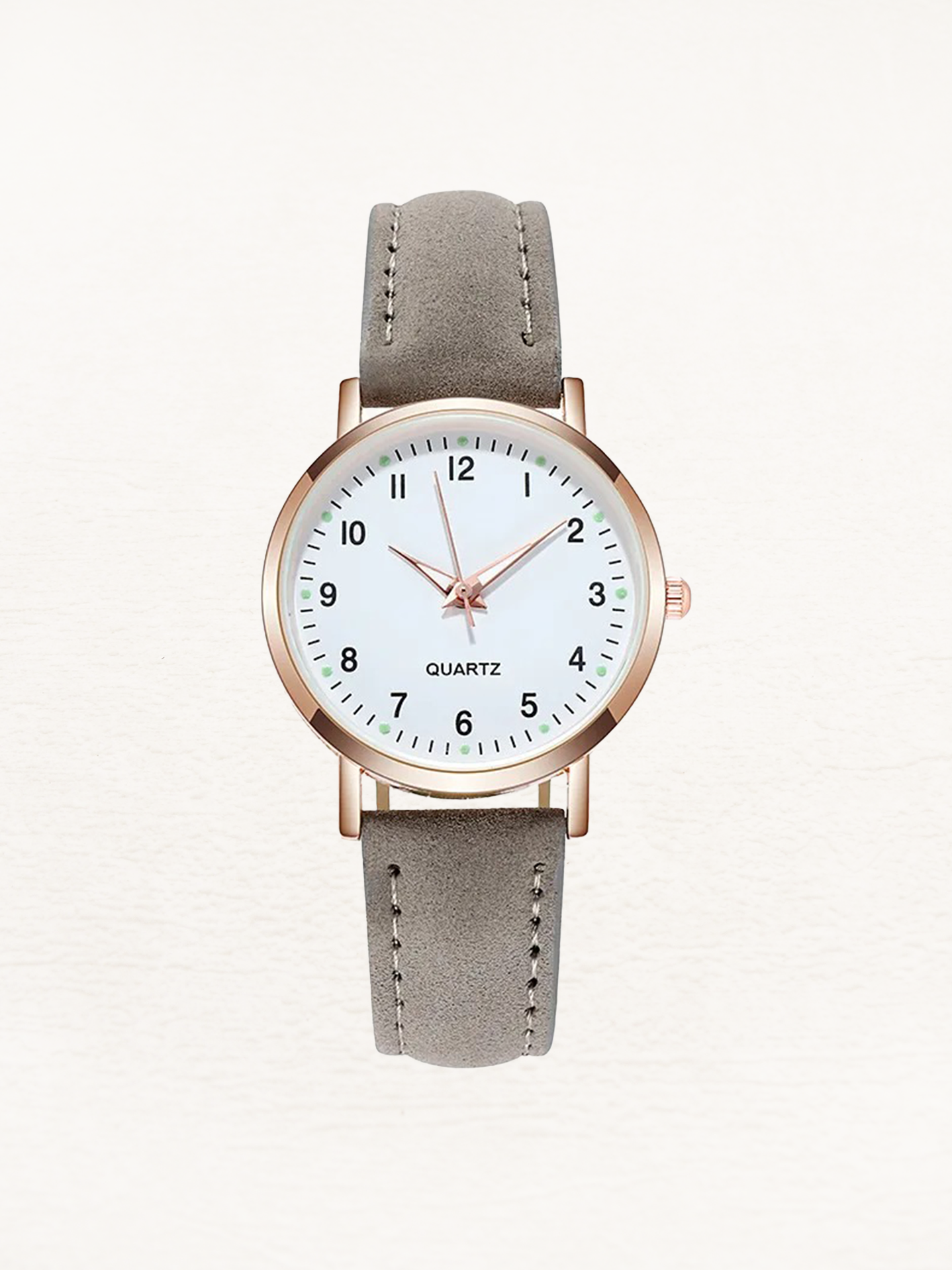 Analog quartzklocka med läderarmband för dam  Klockor