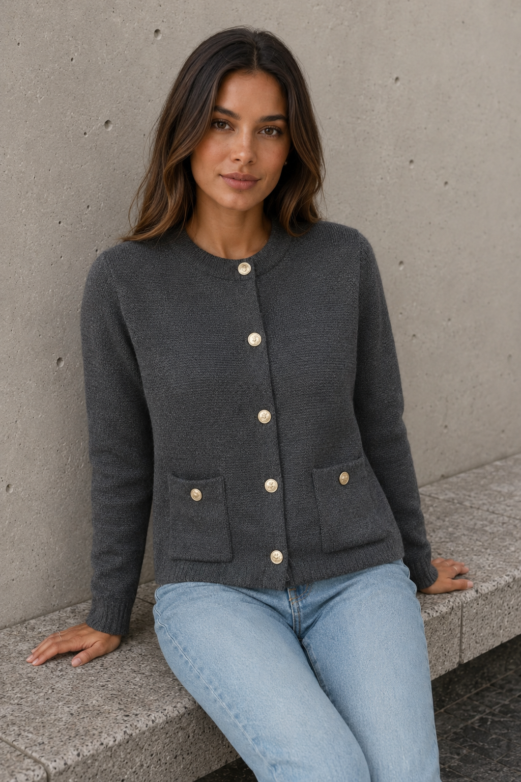 Pastel pink knitted button cardigan women