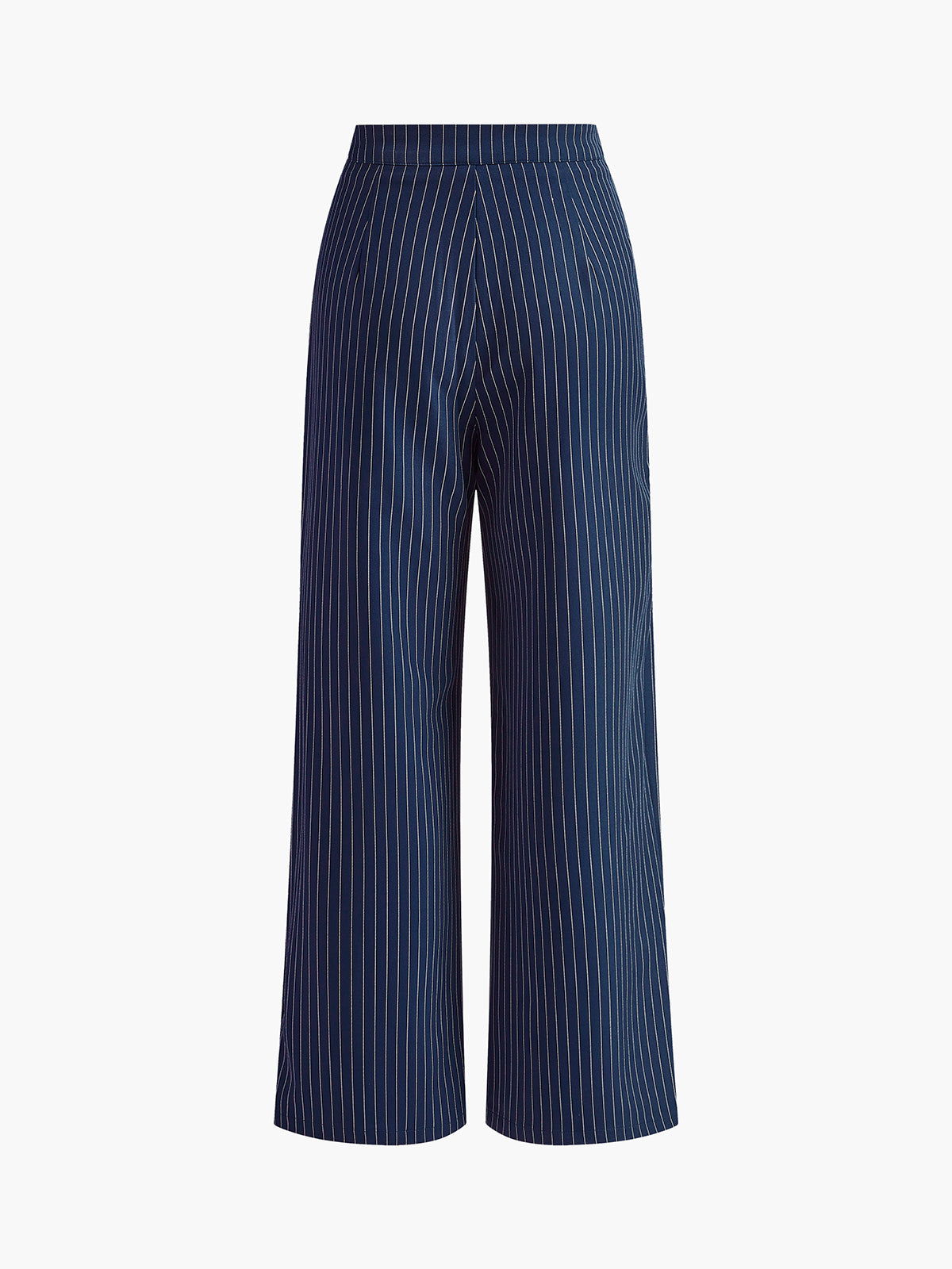 Women's tailored wide-leg trousers in woven polyester blend with stripe pattern